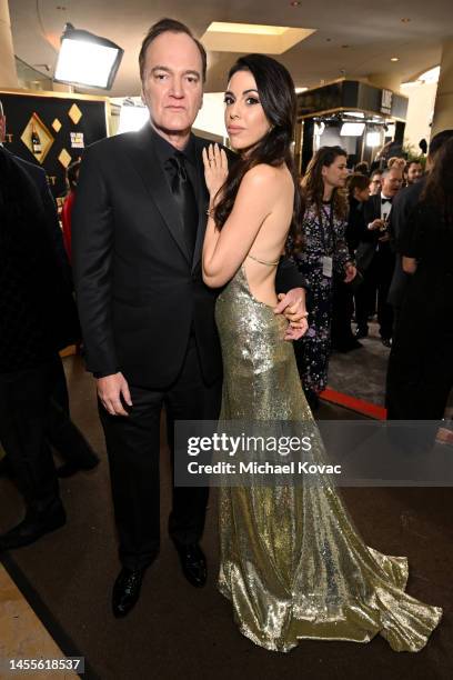 Quentin Tarantino and Daniella Pick celebrate the 80th Annual Golden Globe Awards with Moët And Chandon at The Beverly Hilton on January 10, 2023 in...