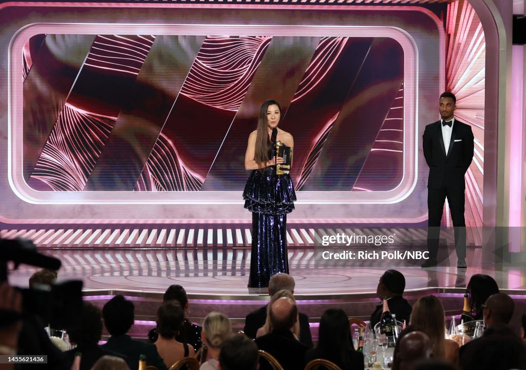 80th Annual GOLDEN GLOBE AWARDS -- Pictured: Michelle Yeoh accepts
