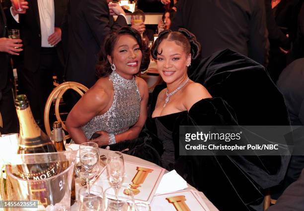 80th Annual GOLDEN GLOBE AWARDS -- Pictured: Angela Bassett and Rihanna attend the 80th Annual Golden Globe Awards held at the Beverly Hilton Hotel...