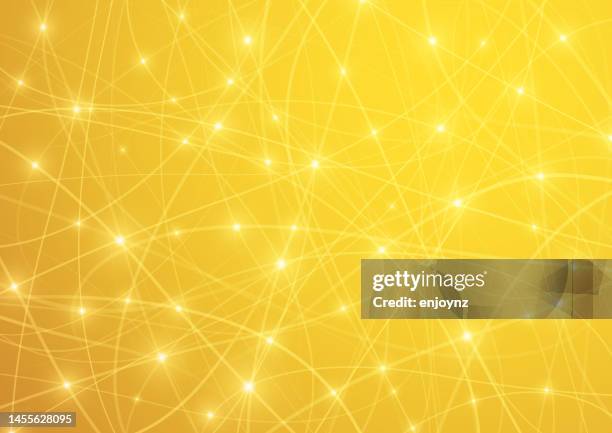 abstrakter gelber datennetzwerkhintergrund - glasfaser telekommunikationsgerät stock-grafiken, -clipart, -cartoons und -symbole