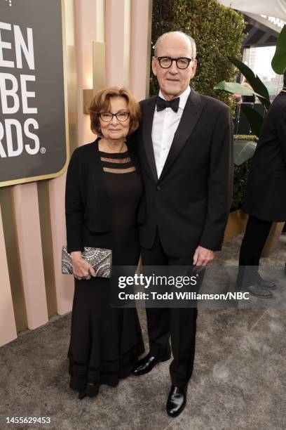 80th Annual GOLDEN GLOBE AWARDS -- Pictured: Sharon R. Friedrick and Richard Jenkins arrive at the 80th Annual Golden Globe Awards held at the...