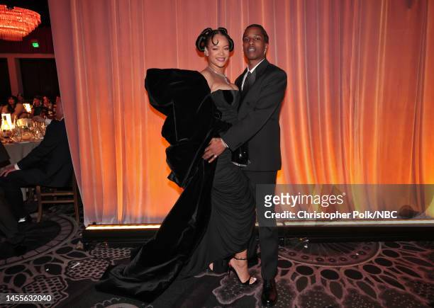 80th Annual GOLDEN GLOBE AWARDS -- Pictured: Rihanna and A$AP Rocky attend the 80th Annual Golden Globe Awards held at the Beverly Hilton Hotel on...