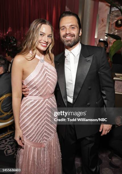 80th Annual GOLDEN GLOBE AWARDS -- Pictured: Margot Robbie and Sebastian Stan attend the 80th Annual Golden Globe Awards held at the Beverly Hilton...