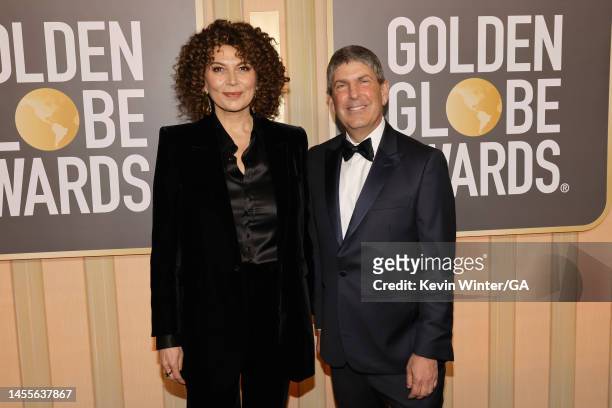 Chairman of Universal Filmed Entertainment Group Donna Langley and CEO of NBCUniversal Jeff Shell attend the 80th Annual Golden Globe Awards at The...