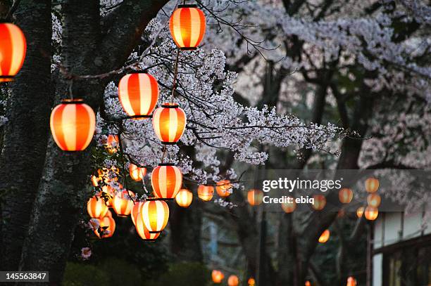 paper lanterns glow - japanese lantern stock pictures, royalty-free photos & images