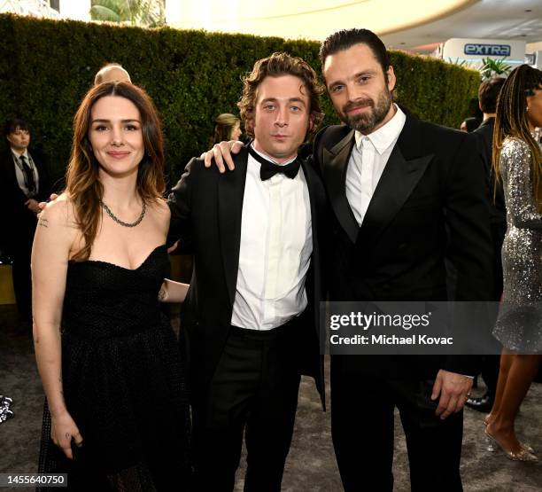 Addison Timlin, Jeremy Allen White, and Sebastian Stan celebrate the 80th Annual Golden Globe Awards with Moët And Chandon at The Beverly Hilton on...