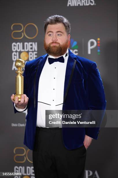 Paul Walter Hauser poses with the Best Performance in a Limited or Anthology Series or Television Film award for "Black Bird" in the press room...