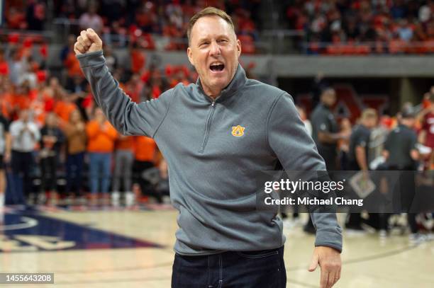 Head football coach Hugh Freeze of the Auburn Tigers during the second half of their game against the Arkansas Razorbacks at Neville Arena on January...