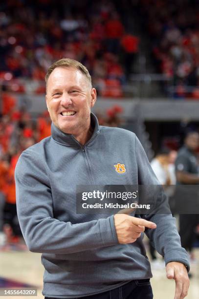 Head football coach Hugh Freeze of the Auburn Tigers during the second half of their game against the Arkansas Razorbacks at Neville Arena on January...