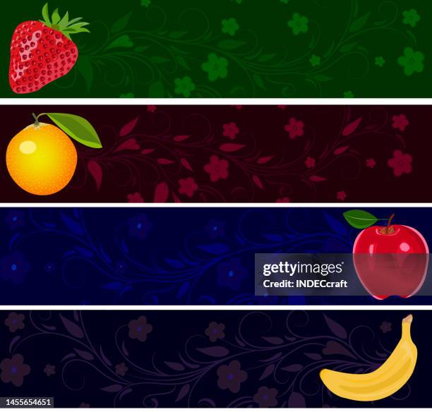 fruits banner - filigree pattern stock illustrations