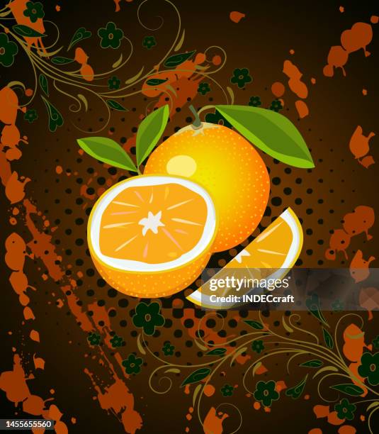 orange with grunge background - orange tree stock illustrations