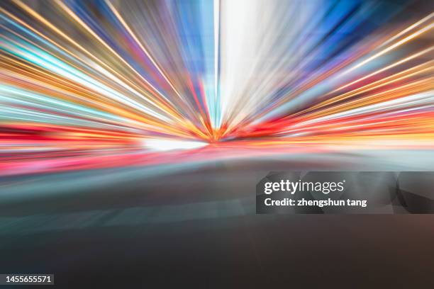speed motion on night road - zoom background stock-fotos und bilder