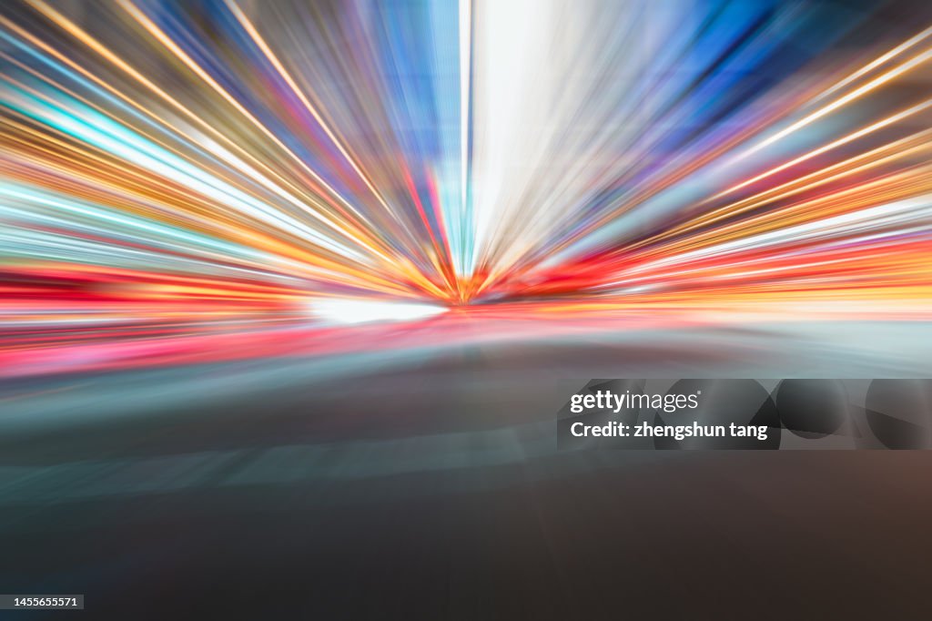Speed motion on night road