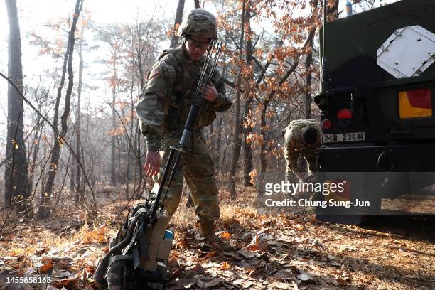 Soldiers from the 2nd Infantry Division participate in the EOD Team of the Year Competition at the training field of the Camp Humphreys on January...