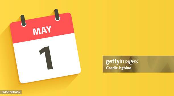 1. mai - tageskalender-symbol im flachen design-stil - nummer 1 stock-grafiken, -clipart, -cartoons und -symbole