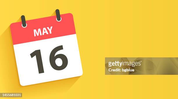 may 16 - daily calendar icon in flat design style - may 16 stock illustrations