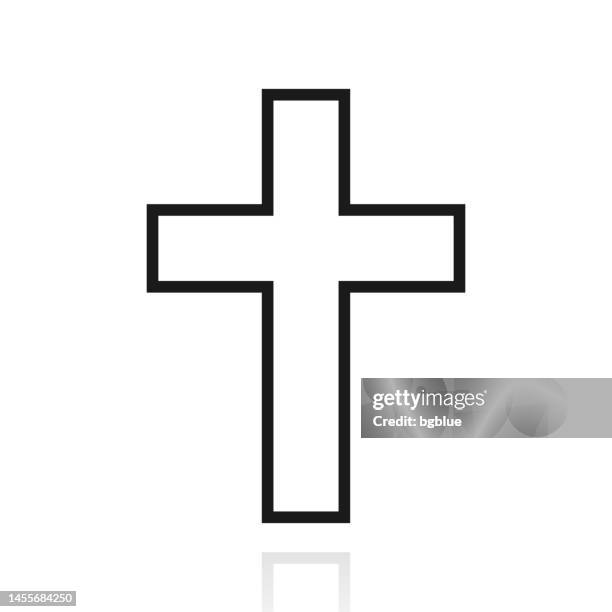 religion cross. icon with reflection on white background - baptism cross stock illustrations