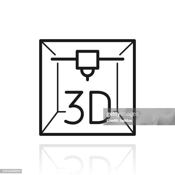 3d printer. icon with reflection on white background - shaping stock illustrations