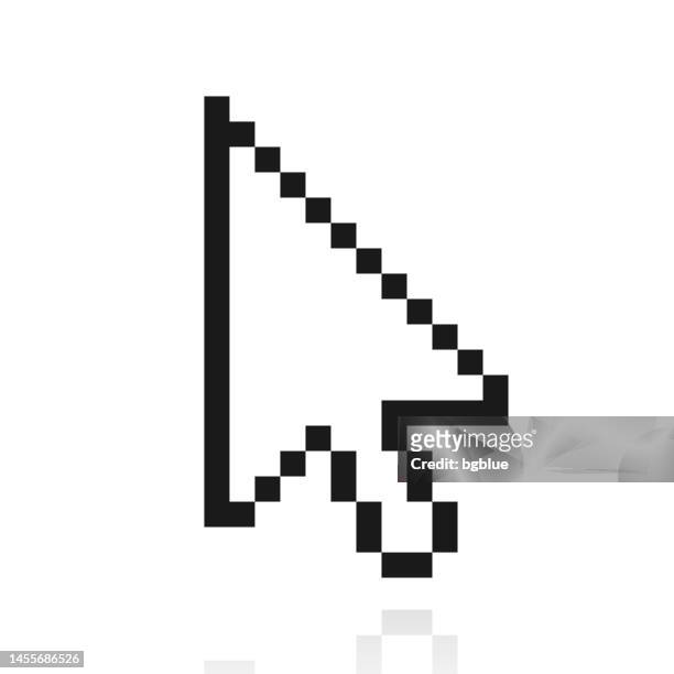 cursor. symbol mit reflexion auf weißem hintergrund - pfeil pixel stock-grafiken, -clipart, -cartoons und -symbole
