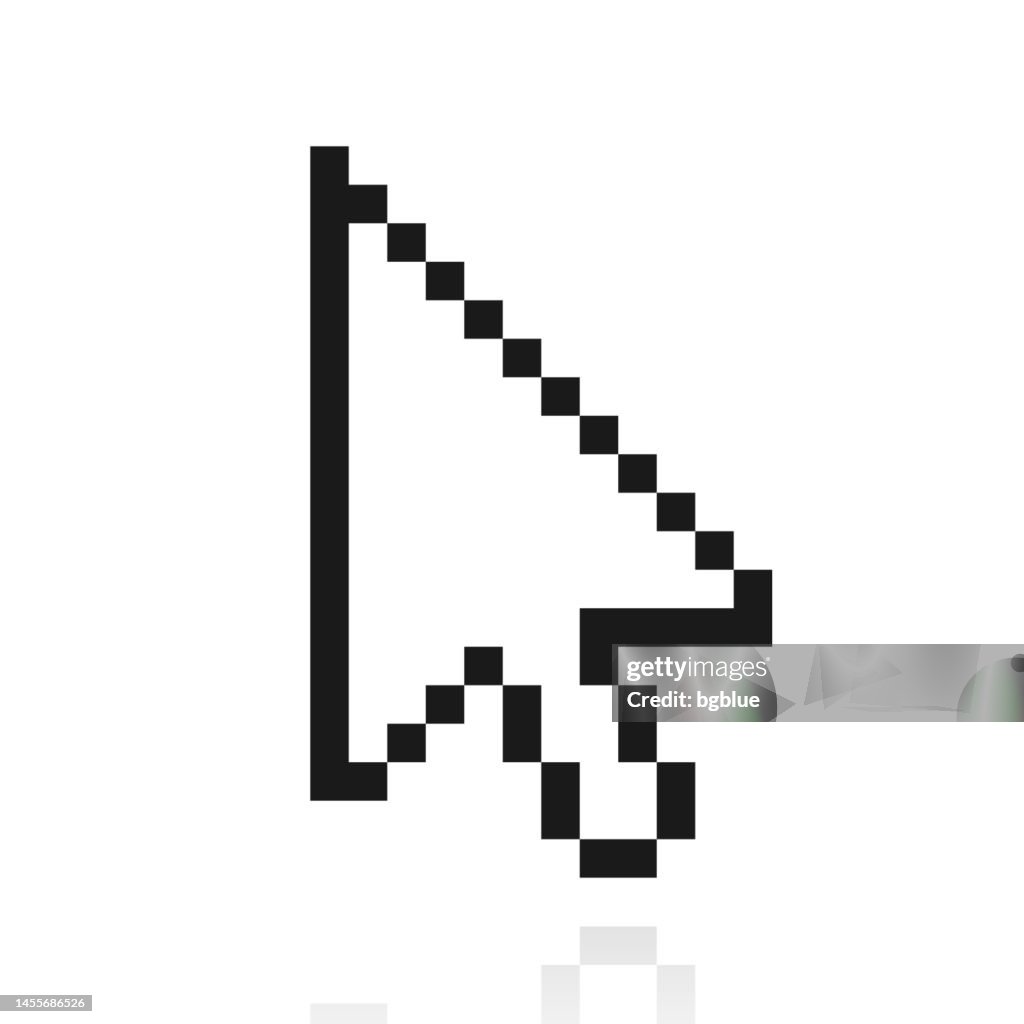 Cursor. Icon with reflection on white background