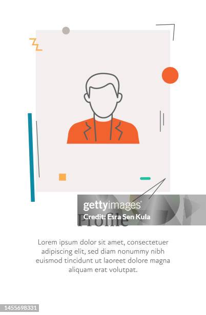 profile icon with editable stroke, placed on a style vertical web banner. - landing page stock illustrations