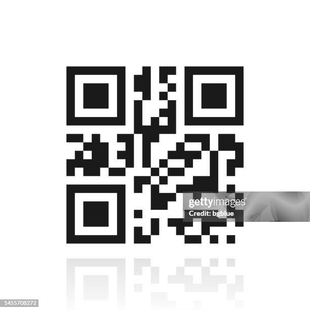 illustrazioni stock, clip art, cartoni animati e icone di tendenza di codice qr. icona con riflesso su sfondo bianco - qr code