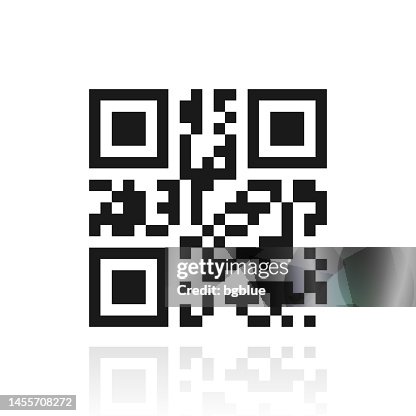 QR code. Icon with reflection on white background QR code. Icon with reflection on white background
