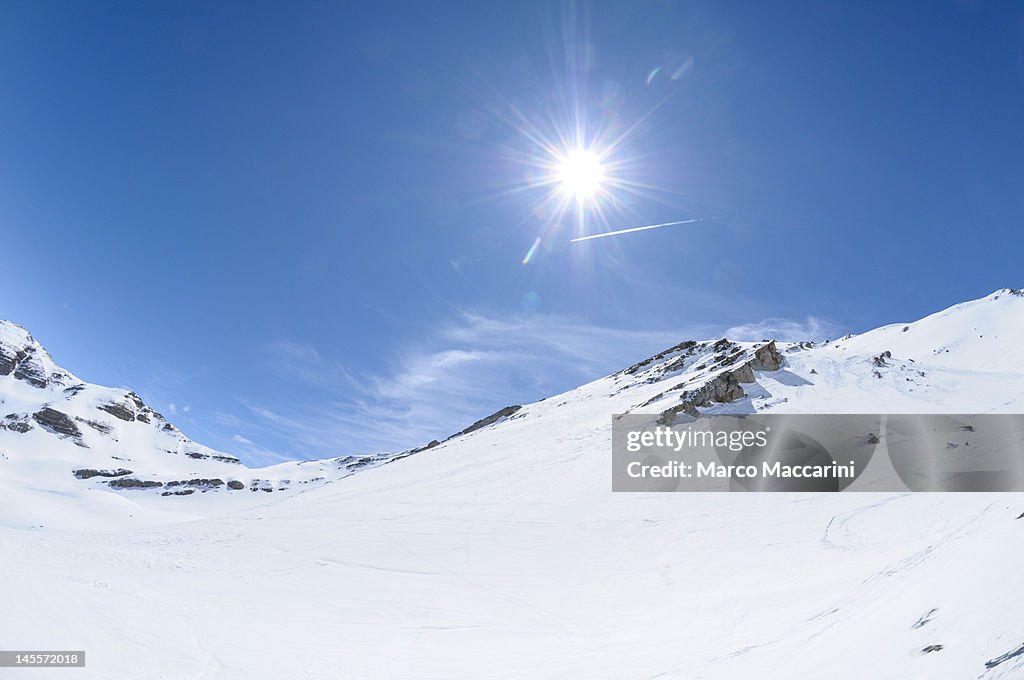 High Mountain with Sun