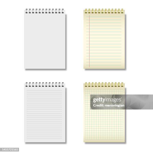 ilustrações de stock, clip art, desenhos animados e ícones de notebook series. blank realistic spiral binder notepad design - bloco espiral