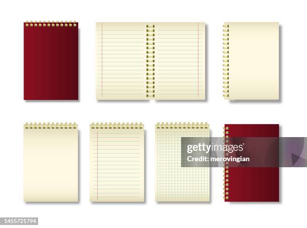 notebook series. blank realistic spiral binder notepad design - note pad cover stock illustrations