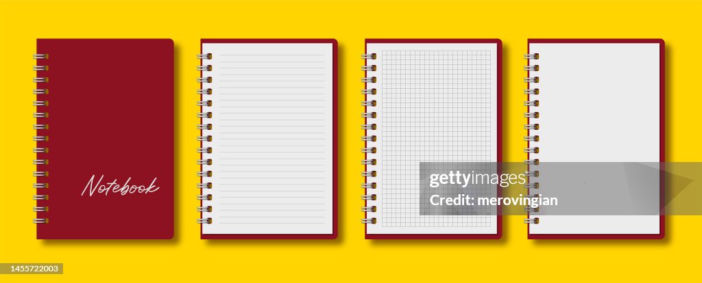 Notebook Series Blank Realistic Spiral Binder Notepad Design High-Res ...