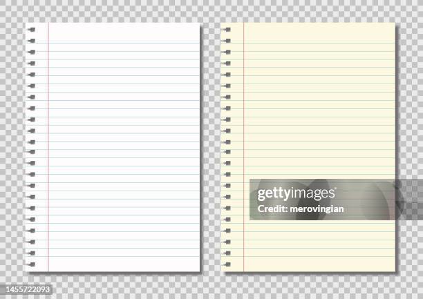 stockillustraties, clipart, cartoons en iconen met sheet of notebook pages with shadow on transparent background - lijntjespapier