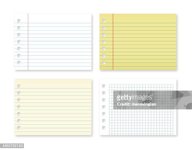 set of various paper sheets on white background - graph paper stock illustrations
