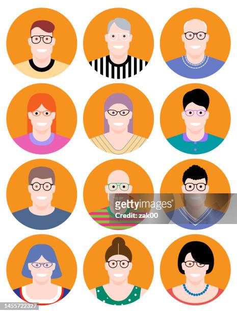 avatar - round eyeglasses clip art stock illustrations