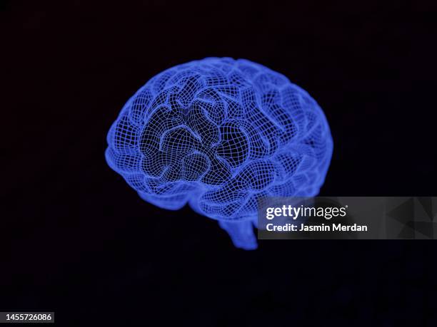blue high tech brain - mr brain stock pictures, royalty-free photos & images