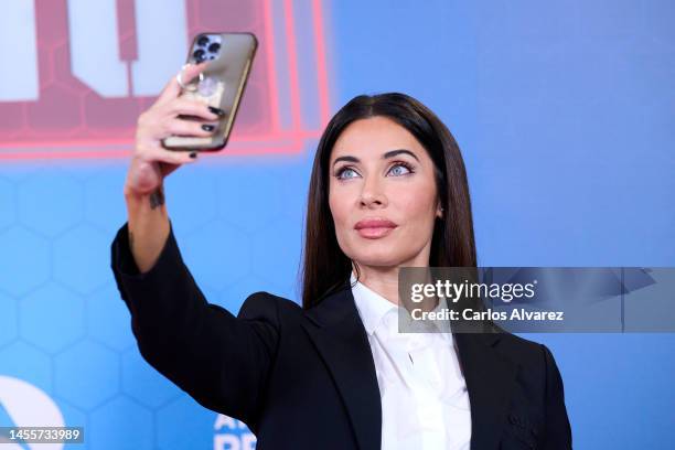 Pilar Rubio attends the "El Desafio" Atresmedia photocall at the Atresmedia studios on January 11, 2023 in Madrid, Spain.