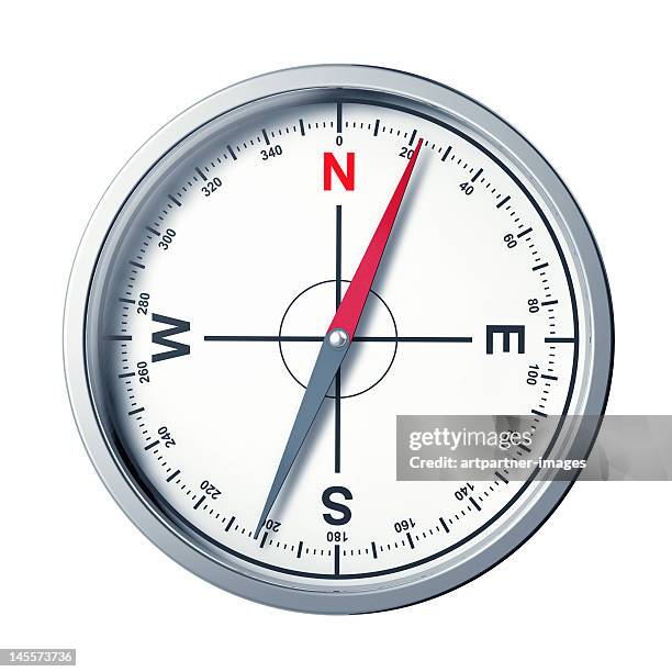 modern compass on a white background - kompas stockfoto's en -beelden