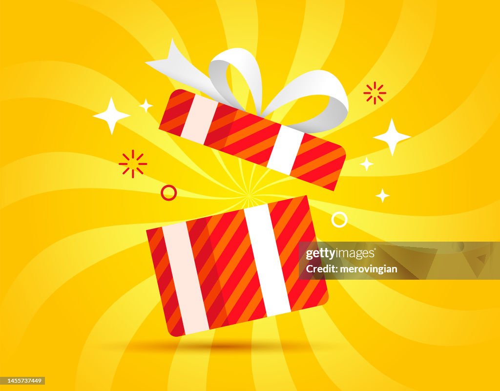 Holiday gift Christmas present striped wrapping paper box