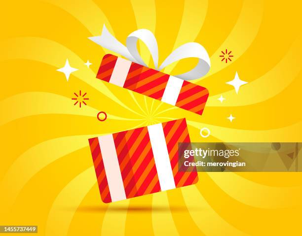 holiday gift christmas present striped wrapping paper box - gift box stock illustrations