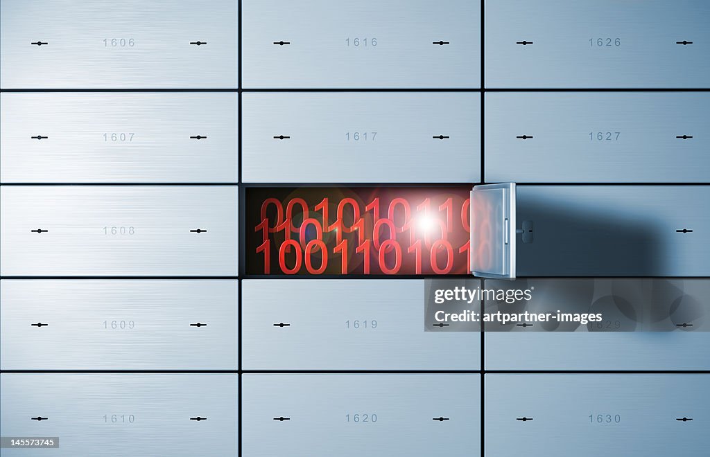 Data in an open safety deposit box or bank vault