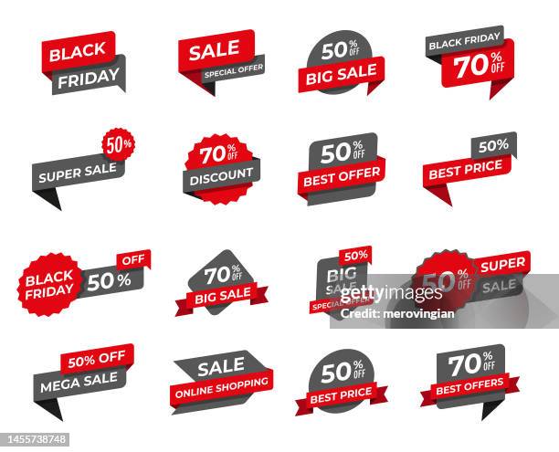 black friday verkauf tags sammlung - prozentzeichen stock-grafiken, -clipart, -cartoons und -symbole