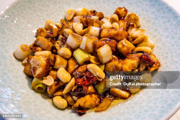 kung pao chicken - famous chinese dishes - kung pao huhn stock-fotos und bilder