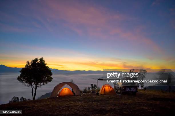 morning the mist - fog camper stock pictures, royalty-free photos & images