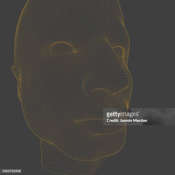 3d face mesh - faces grid stock pictures, royalty-free photos & images