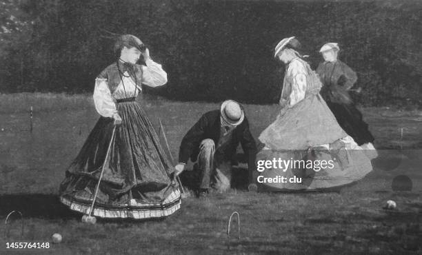 family playing cricket on a meadow - cricket england women stock illustrations