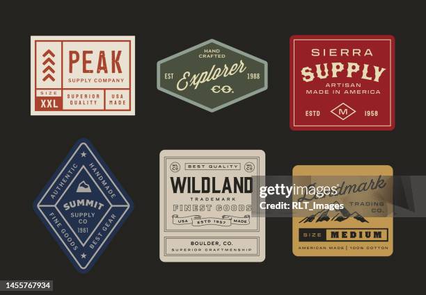 bildbanksillustrationer, clip art samt tecknat material och ikoner med vintage inspired adventure labels & tags - nostalgi