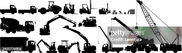 illustrations, cliparts, dessins animés et icônes de véhicules de construction - chantier fond blanc