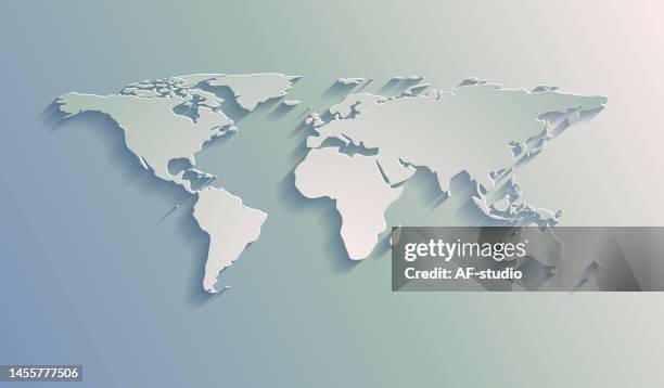 world map with paper cut effect on blank background - earth backlit stock illustrations