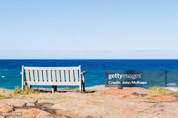 the empty bench - boulders beach stock pictures, royalty-free photos & images
