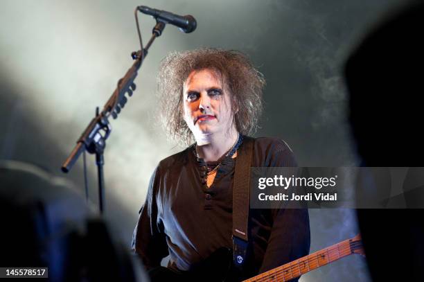 Robert Smith of The Cure performs on stage during Primavera Sound Festival at Parc Del Forum on June 1, 2012 in Barcelona, Spain.